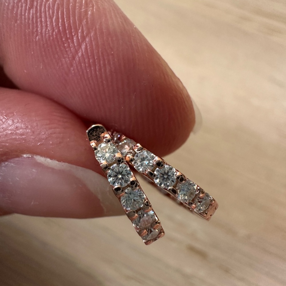 Kuololit Moissanite and Rose Gold plated 925 silver Hoop Earrings